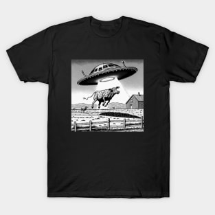 UFO Abducting a Farm Cow T-Shirt